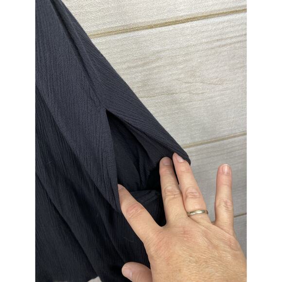 Lane Bryant Dress Womens Plus 22 Black Crochet Lace Pleated Minimal Boho Pockets - Picture 6 of 12